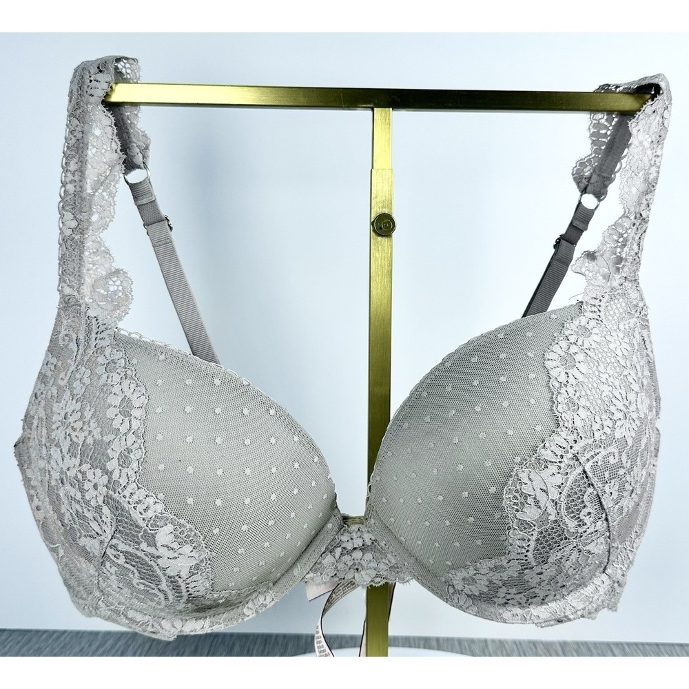 Victoria's Secret Dream Angels Taupe GrayLace Lined Demi Underwire Bra 36D